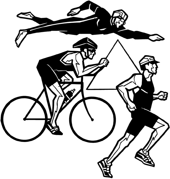 Swimming, cycling, running collage vinyl sticker. Customize on line. Sports 085-0977